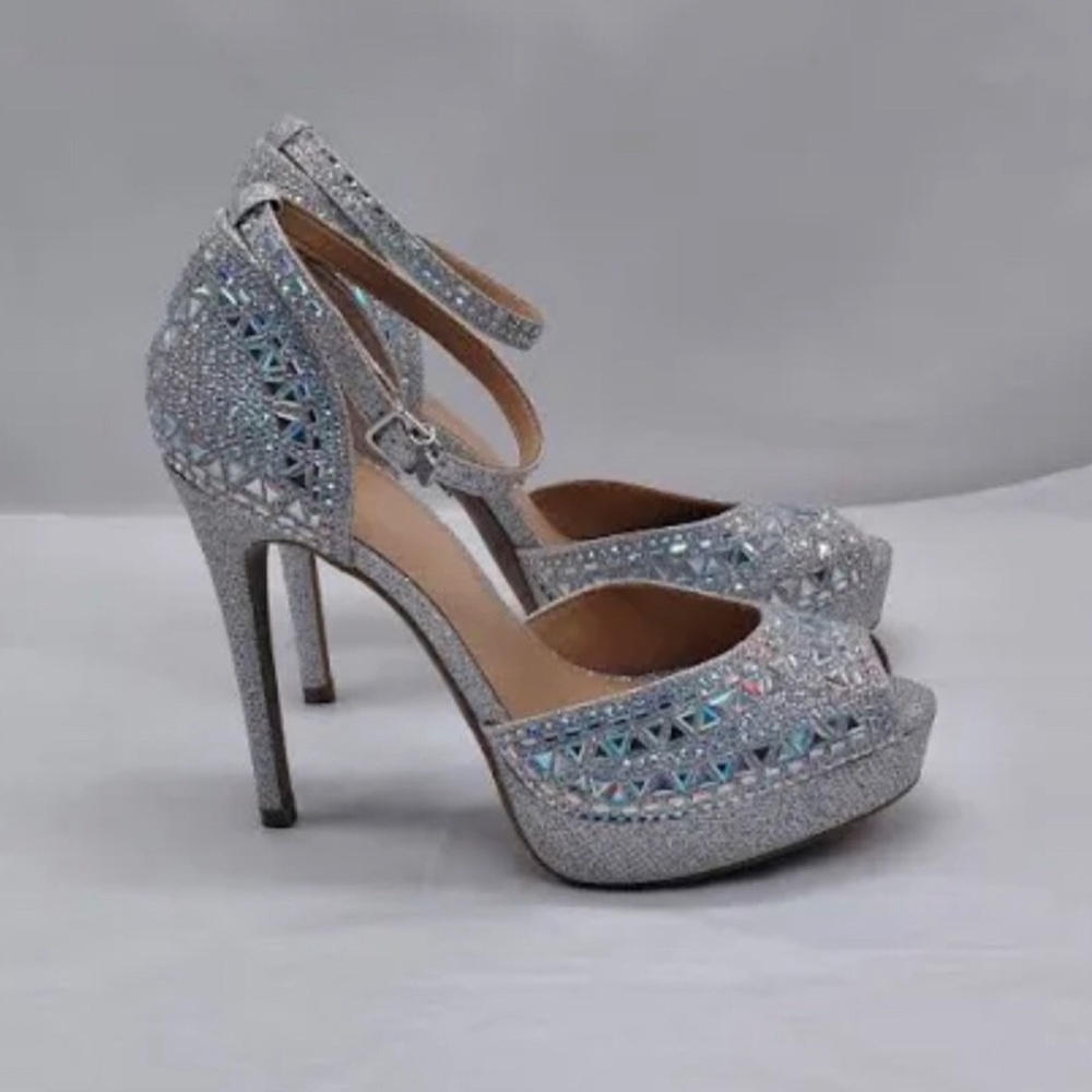 Thalia Sodi Sparkling Silver Heels